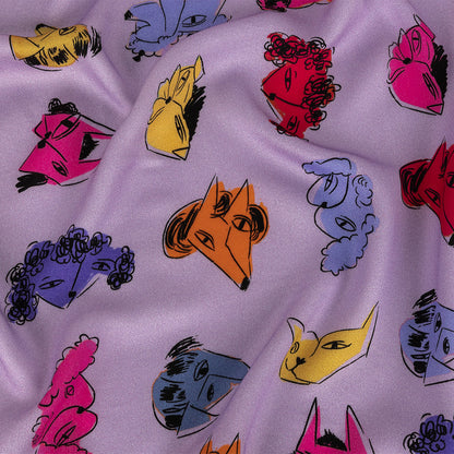 Rayon Challis - Lilac and Rainbow Dog Doodles - TREATS Print - Mood Exclusive Sugar Collection