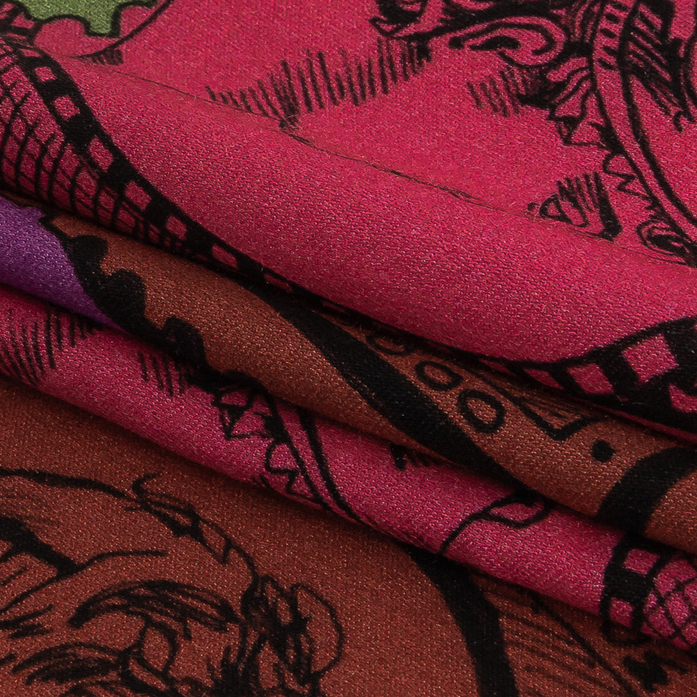 Rayon Challis - Rainbow Greek Bust Stamps - Sending Love Print - Mood Exclusive Sugar Collection - Folded