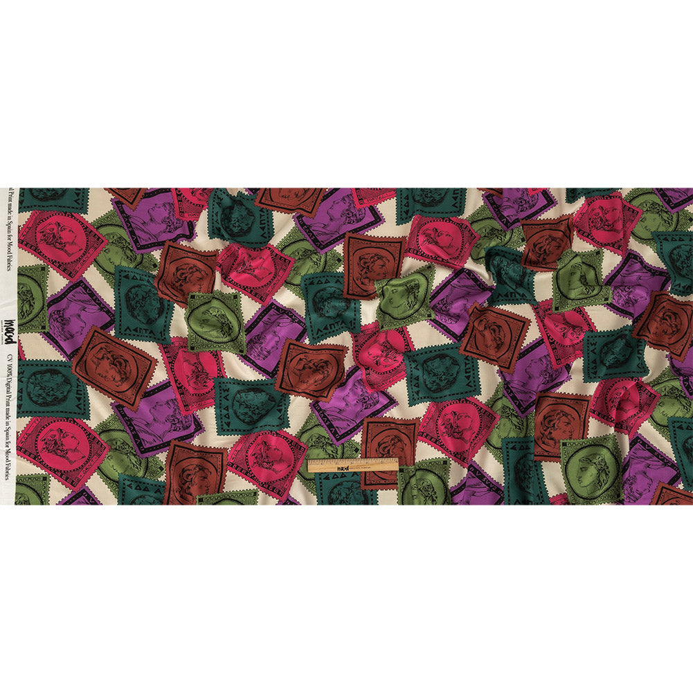 Rayon Challis - Rainbow Greek Bust Stamps - Sending Love Print - Mood Exclusive Sugar Collection - Full