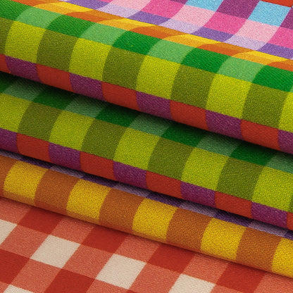 Stretch Cotton Sateen - Rainbow Checkers - Picnic Patisserie Print - Mood Exclusive Sugar Collection