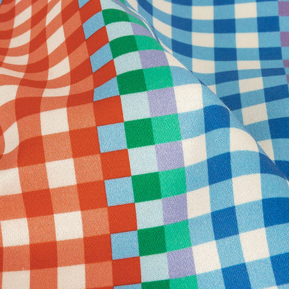 Stretch Cotton Sateen - Rainbow Checkers - Picnic Patisserie Print - Mood Exclusive Sugar Collection