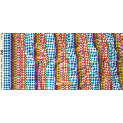 Stretch Cotton Sateen - Rainbow Checkers - Picnic Patisserie Print - Mood Exclusive Sugar Collection