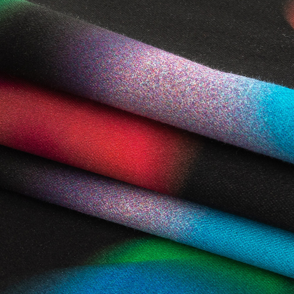 Stretch Cotton Sateen - Rainbow Blurred Spots - Galactic Gumdrops Print - Mood Exclusive Sugar Collection - Folded