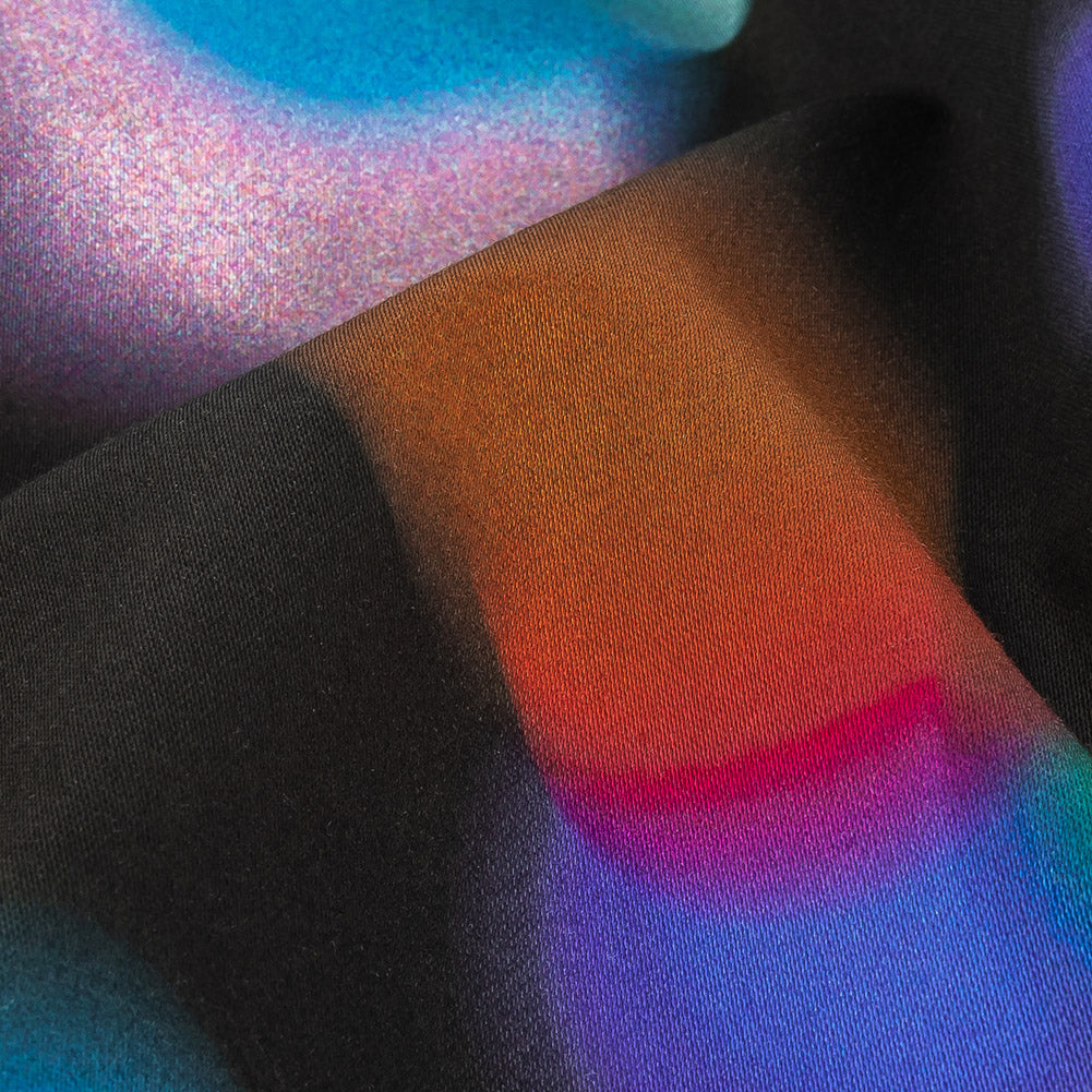 Stretch Cotton Sateen - Rainbow Blurred Spots - Galactic Gumdrops Print - Mood Exclusive Sugar Collection - Detail