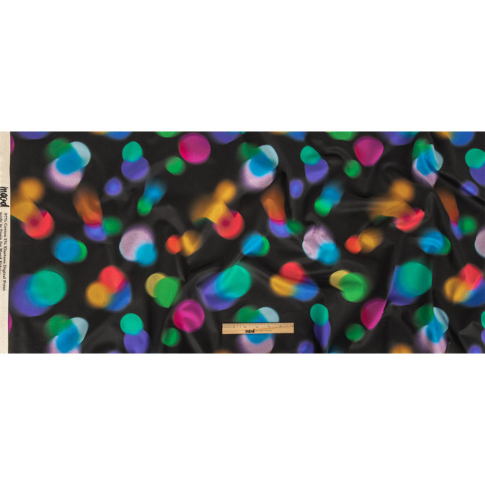 Stretch Cotton Sateen - Rainbow Blurred Spots - Galactic Gumdrops Print - Mood Exclusive Sugar Collection - Full