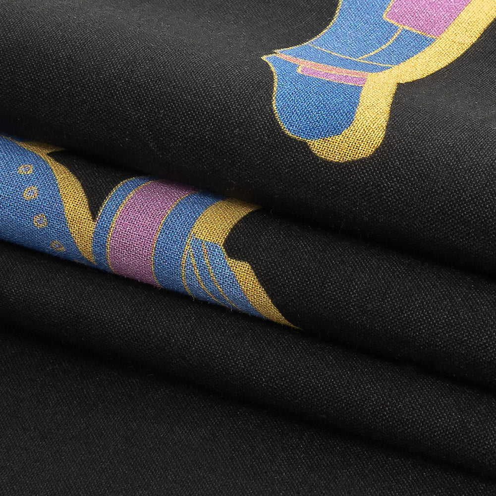 Cotton Voile - Black, Pink and Blue Astronauts in Space - Sweet Dreams Print - Mood Exclusive Sugar Collection - Folded