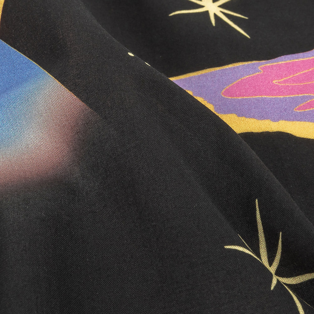Cotton Voile - Black, Pink and Blue Astronauts in Space - Sweet Dreams Print - Mood Exclusive Sugar Collection - Detail