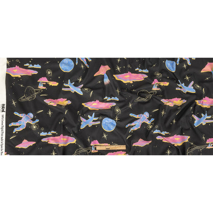 Cotton Voile - Black, Pink and Blue Astronauts in Space - Sweet Dreams Print - Mood Exclusive Sugar Collection