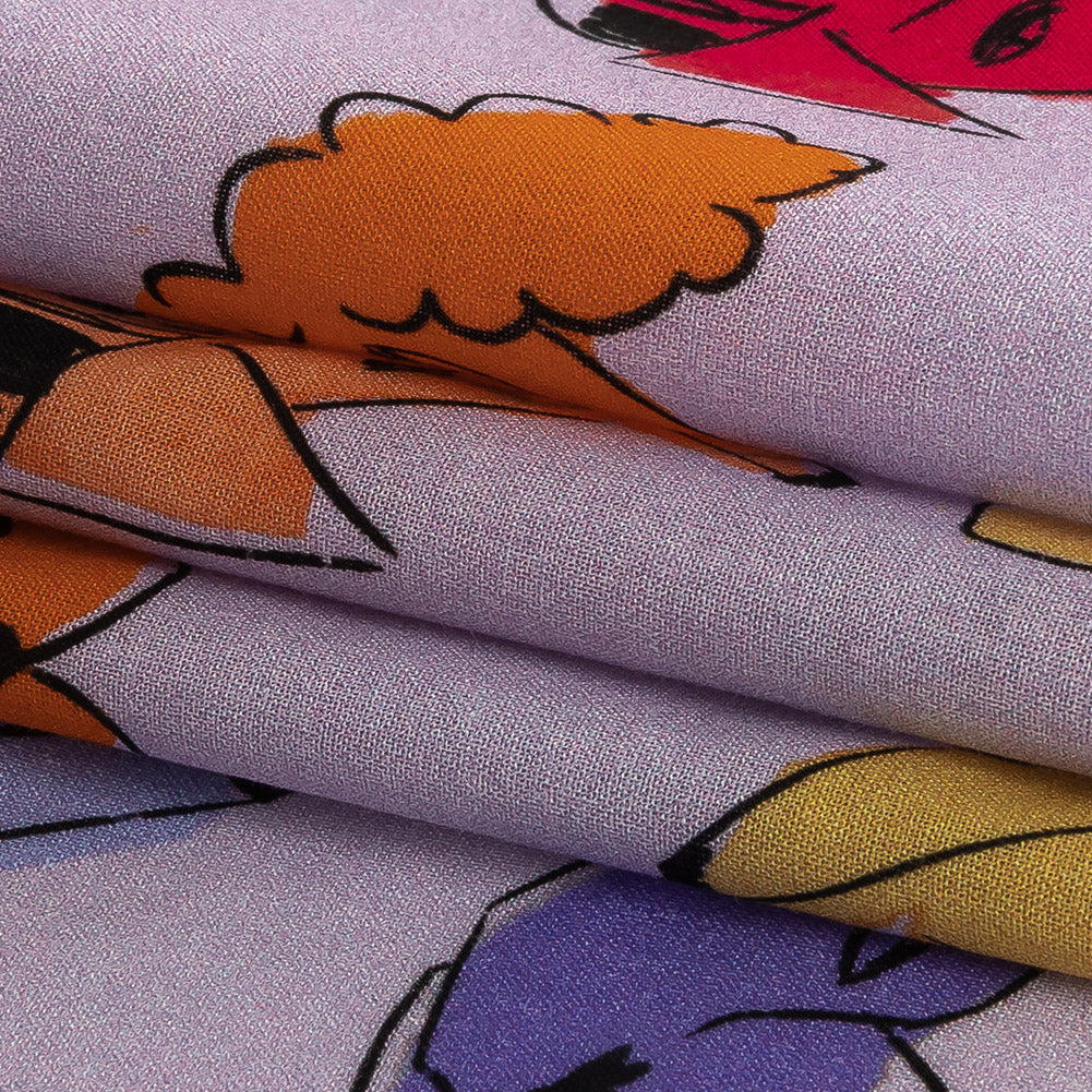 Cotton Voile - Lilac and Rainbow Dog Doodles - TREATS Print - Mood Exclusive Sugar Collection - Folded