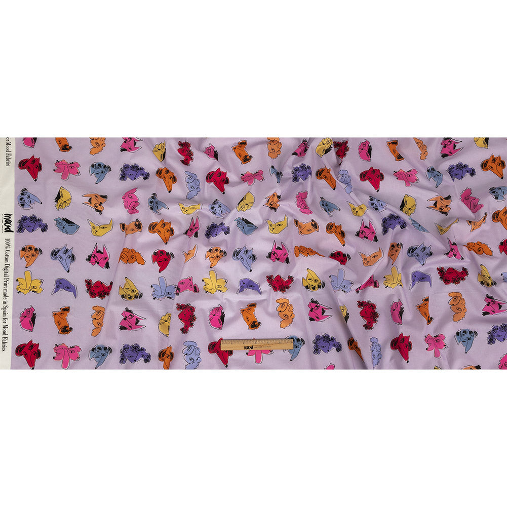 Cotton Voile - Lilac and Rainbow Dog Doodles - TREATS Print - Mood Exclusive Sugar Collection - Full