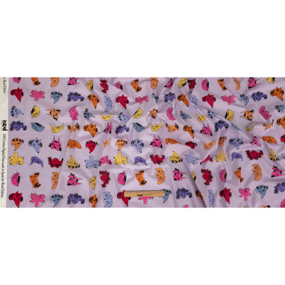 Cotton Voile - Lilac and Rainbow Dog Doodles - TREATS Print - Mood Exclusive Sugar Collection