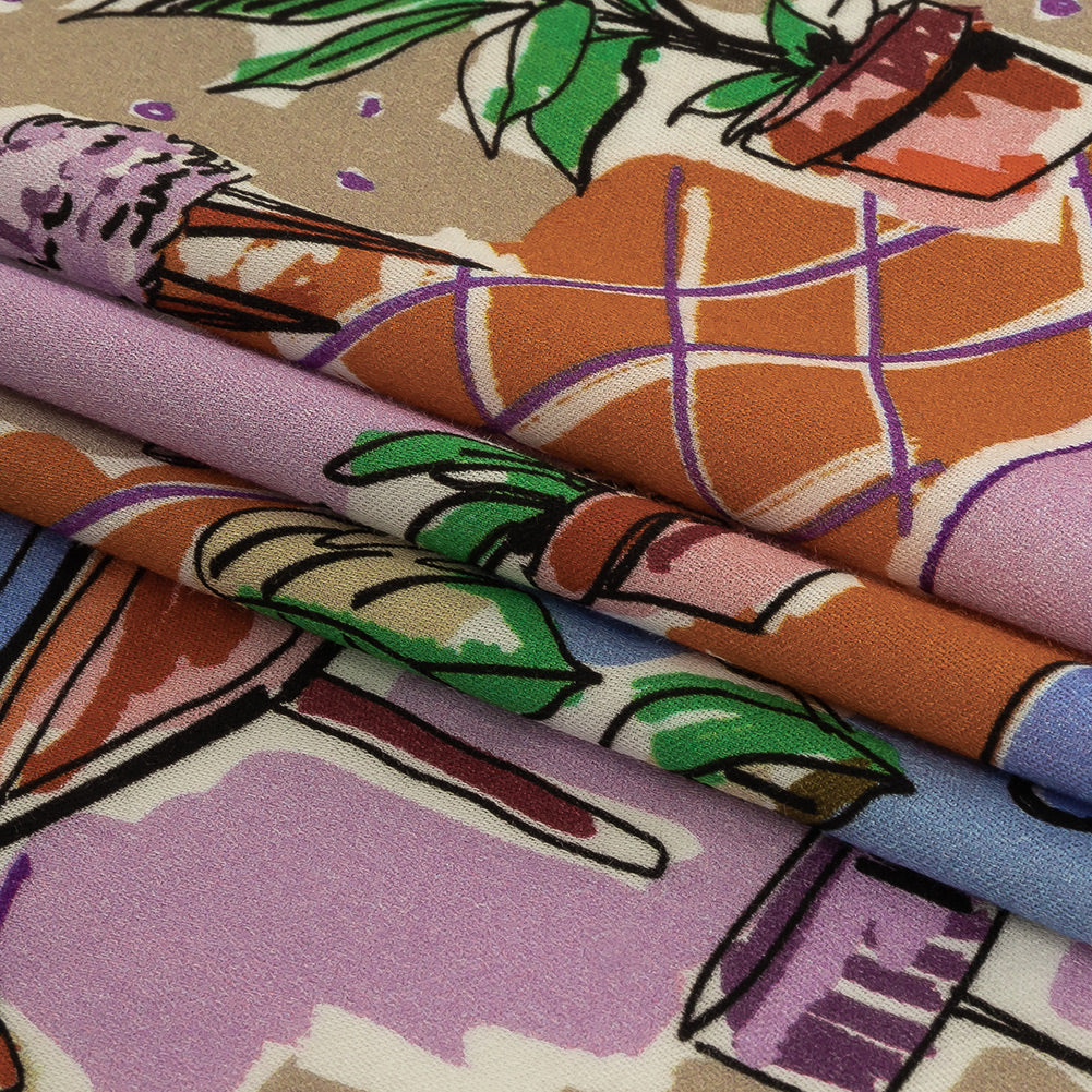 Rayon Challis - Multicolor Indoor Spaces - Where You're Planted Print - Mood Exclusive Wisteria Collection Folded