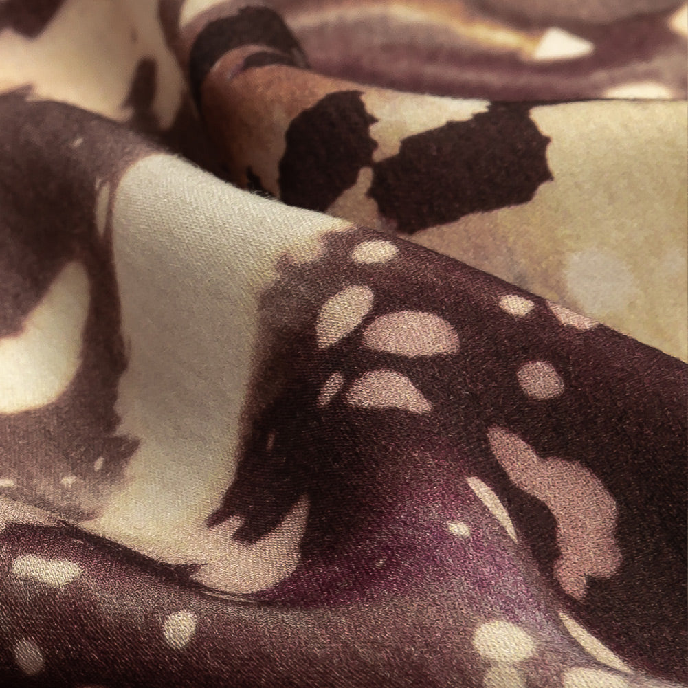 Rayon Challis - Purple Abstract Splatters - L'Amour en Feu Print - Mood Exclusive Wisteria Collection Detail