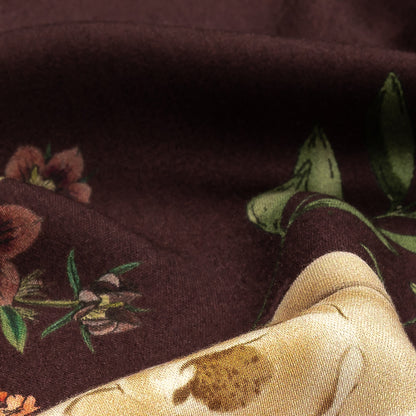 Rayon Challis - Deep Purple Floral - Baroque Bouquet Print - Mood Exclusive Wisteria Collection Detail