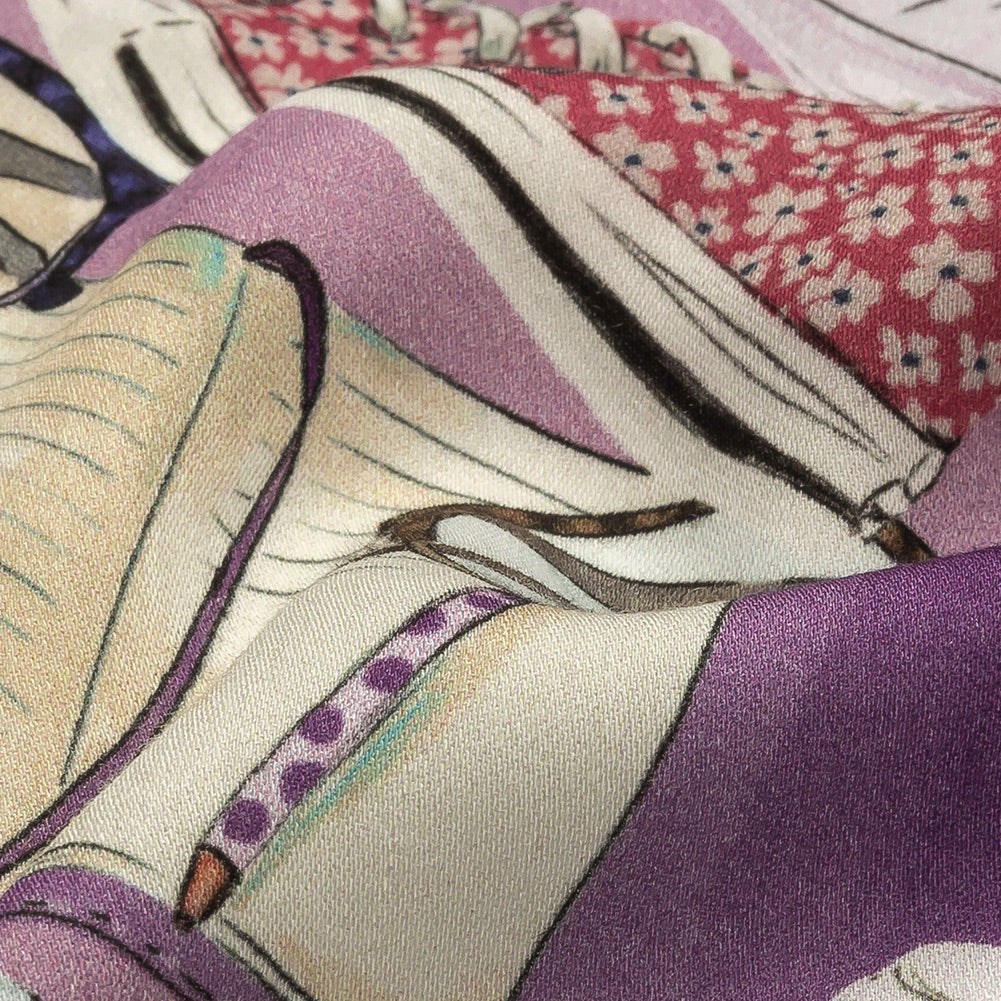 Rayon Challis - Lavender Clothes and Plants - Morning Memory Print - Mood Exclusive Wisteria Collection Detail