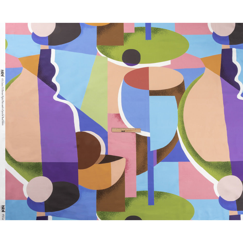 Stretch Cotton Sateen - Multicolor Abstract - Wide Open Spaces Print - Mood Exclusive Wisteria Collection Full