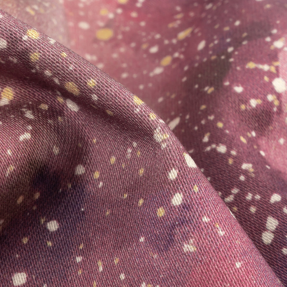 Stretch Cotton Sateen - Pink, Purple and White Abstract - Hope Spotted Print - Mood Exclusive Wisteria Collection Detail