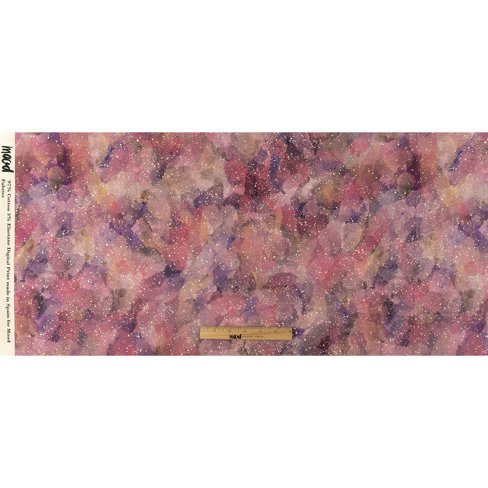 Stretch Cotton Sateen - Pink, Purple and White Abstract - Hope Spotted Print - Mood Exclusive Wisteria Collection Full