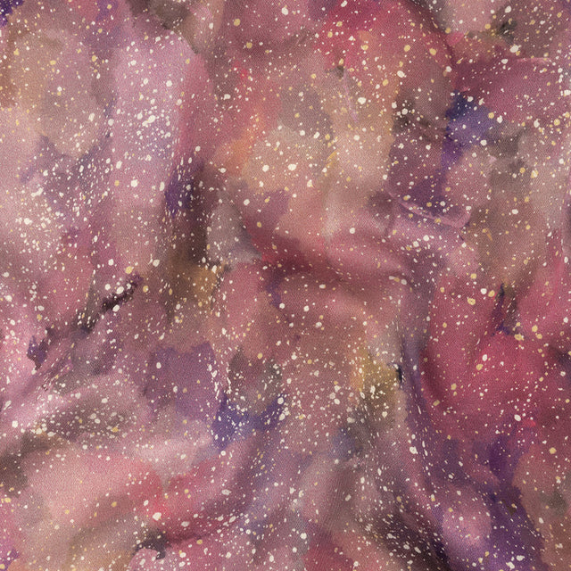 Stretch Cotton Sateen - Pink, Purple and White Abstract - Hope Spotted Print - Mood Exclusive Wisteria Collection