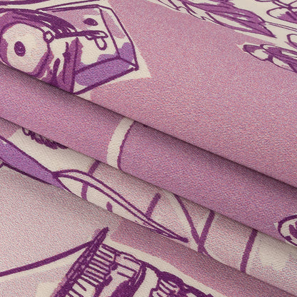 Stretch Cotton Sateen - Lilac Indoor Spaces - Where You're Planted Print - Mood Exclusive Wisteria Collection Folded