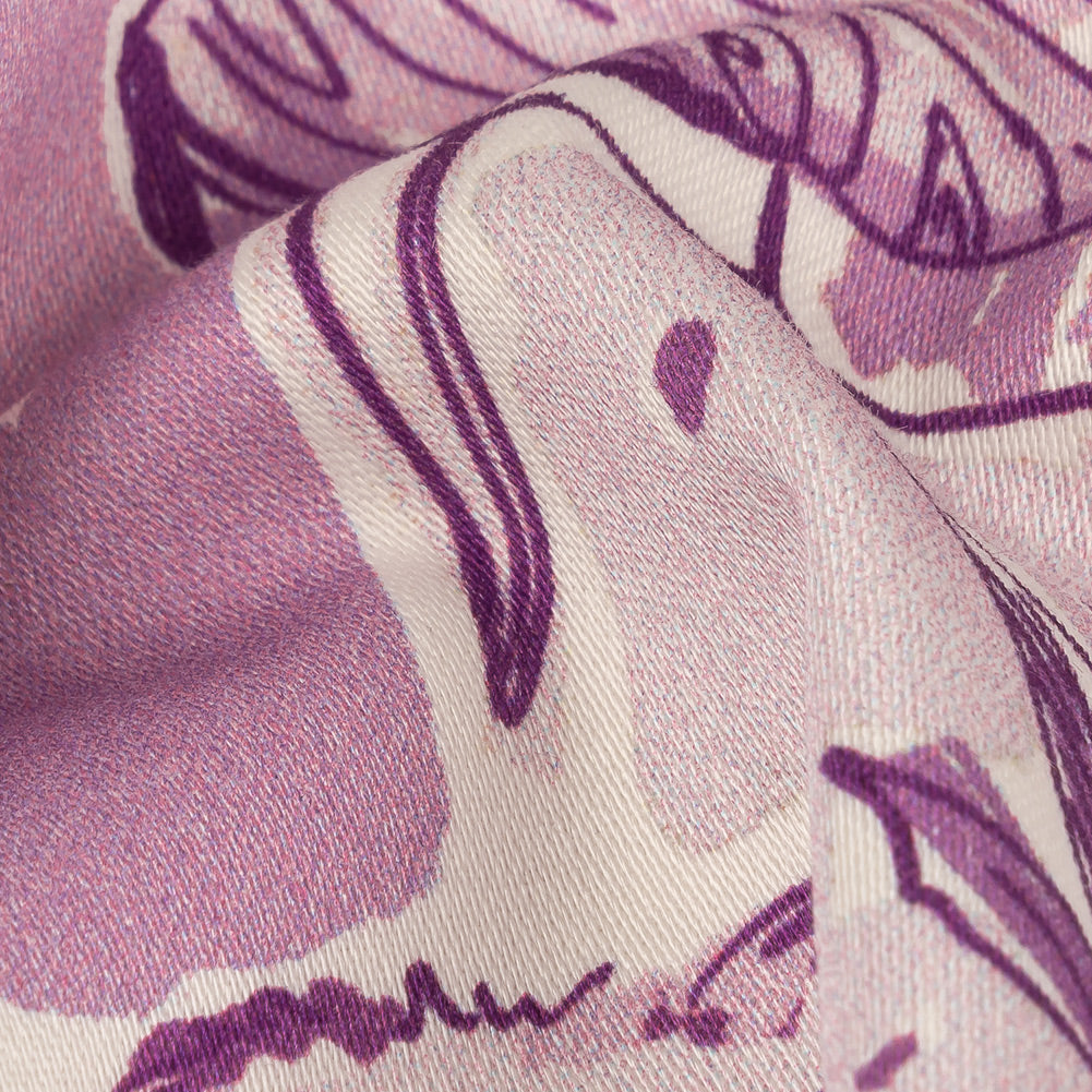 Stretch Cotton Sateen - Lilac Indoor Spaces - Where You're Planted Print - Mood Exclusive Wisteria Collection Detail