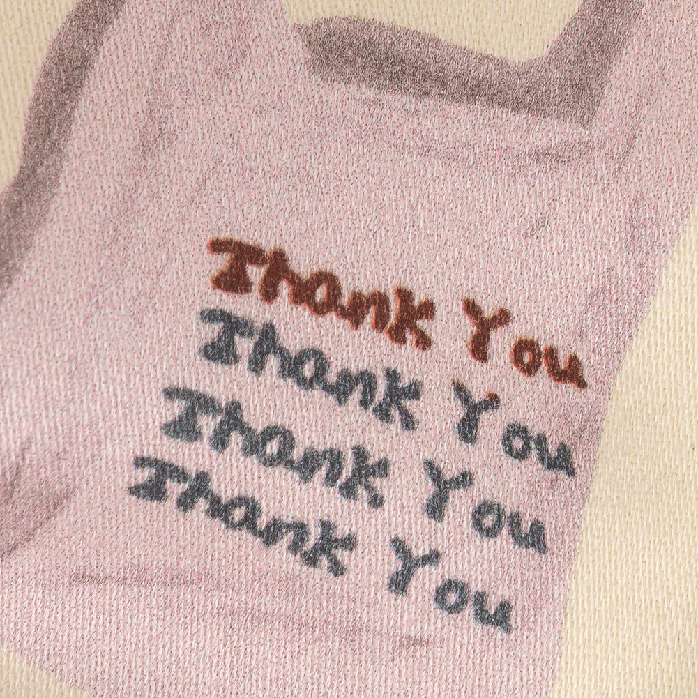 Stretch Cotton Sateen - Purple, Yellow and Green Shopping Bags - Come Again Soon Print - Mood Exclusive Wisteria Collection Detail