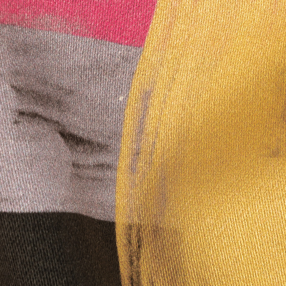 Stretch Cotton Sateen - Purple, Pink and Yellow Painterly Geometric - Theory of Abstraction Print - Mood Exclusive Wisteria Collection Detail