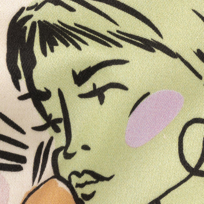 Stretch Cotton Sateen - Purple and Green Figures and Doodles - Serene Souls Print - Mood Exclusive Wisteria Collection Detail