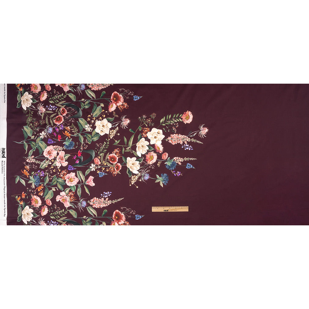 Stretch Cotton Sateen - Deep Purple Floral - Baroque Bouquet Print - Mood Exclusive Wisteria Collection Full