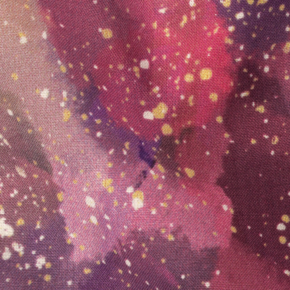 Cotton Voile - Pink, Purple and White Abstract - Hope Spotted Print - Mood Exclusive Wisteria Collection Detail