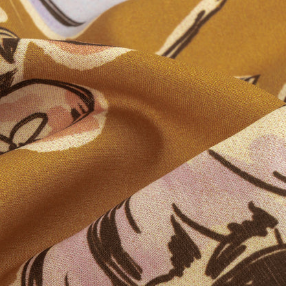 Cotton Voile - Golden Faces and Objects - Everyday Goddess Print - Mood Exclusive Wisteria Collection Detail