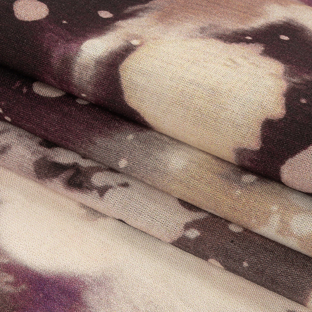Cotton Voile - Purple Abstract Splatters - L'Amour en Feu Print - Mood Exclusive Wisteria Collection Folded