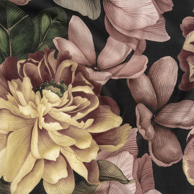Cotton Voile - Black and Plum Floral - Vision of Romance Print - Mood Exclusive Wisteria Collection