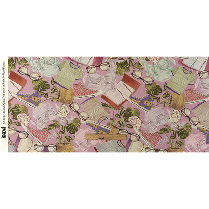 Linen and Rayon Woven - Lavender Clothes and Plants - Morning Memory Print - Mood Exclusive Wisteria Collection Full