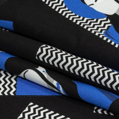 Rayon Challis - Blue and Black Talking Heads - In the Blues Print - Mood Exclusive Indigo Collection