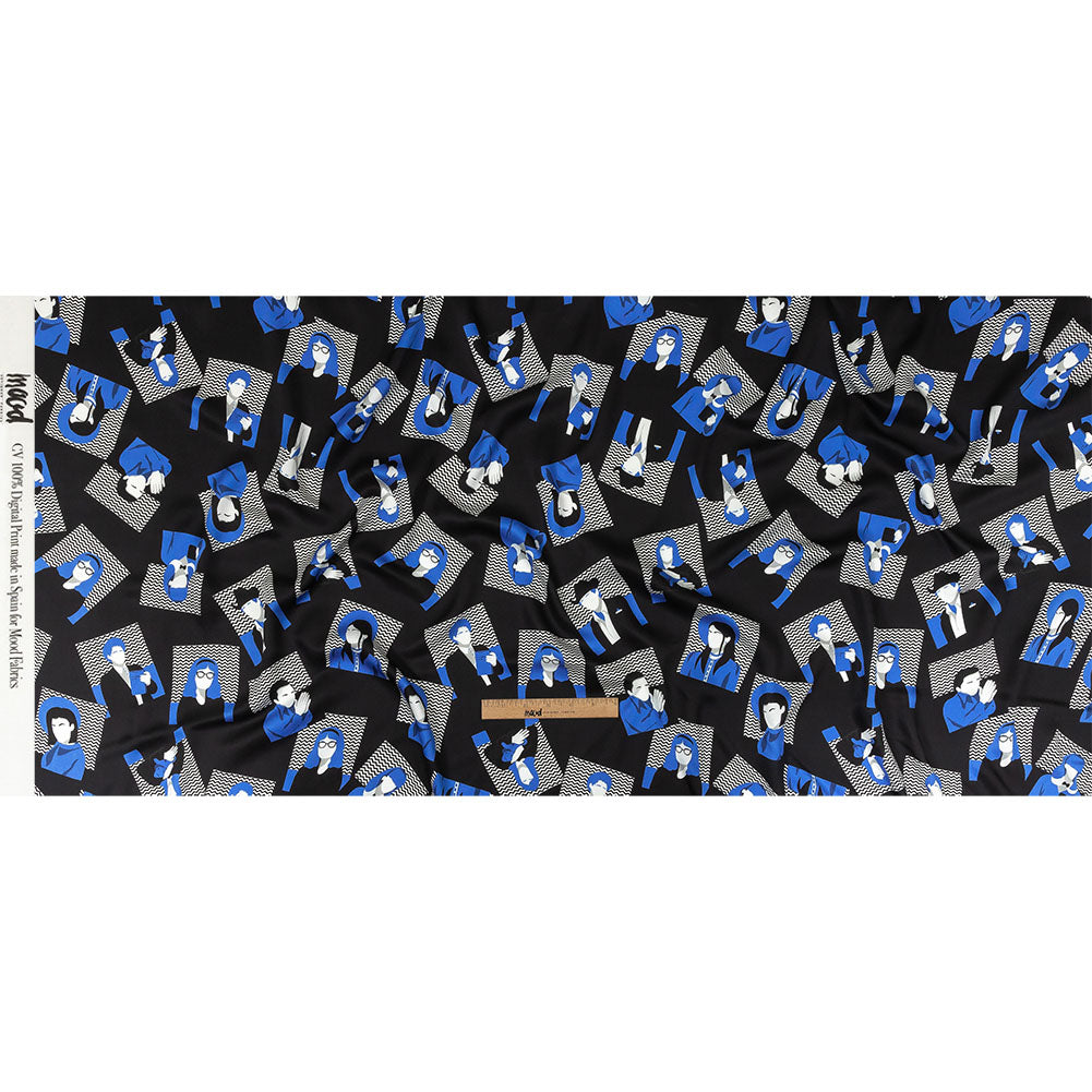 Rayon Challis - Blue and Black Talking Heads - In the Blues Print - Mood Exclusive Indigo Collection - Full