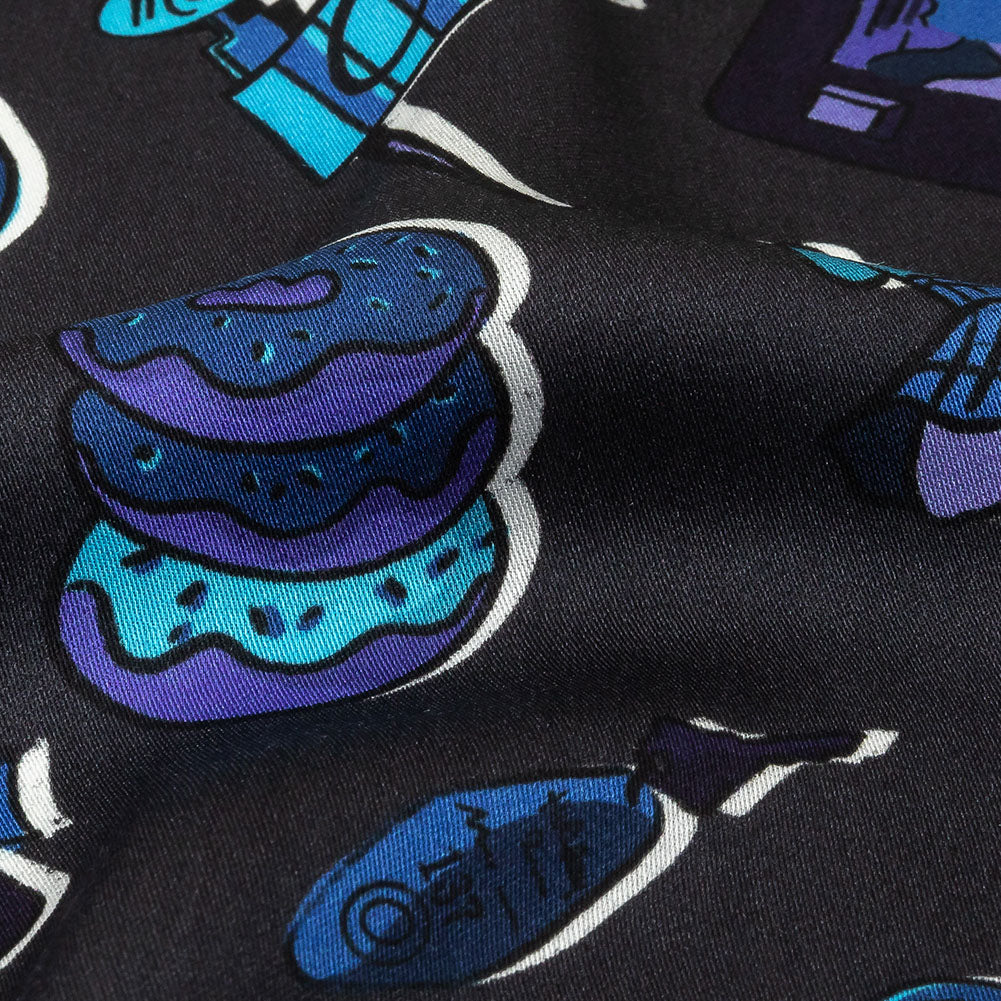 Rayon Challis - Purple and Blue Iconic Symbols - Live at Sun Studio Print - Mood Exclusive Indigo Collection - Detail
