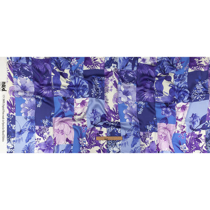 Rayon Challis - Purple Floral Patchwork - Periwinkle Patch Print - Mood Exclusive Indigo Collection