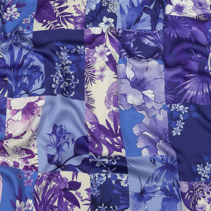 Rayon Challis - Purple Floral Patchwork - Periwinkle Patch Print - Mood Exclusive Indigo Collection