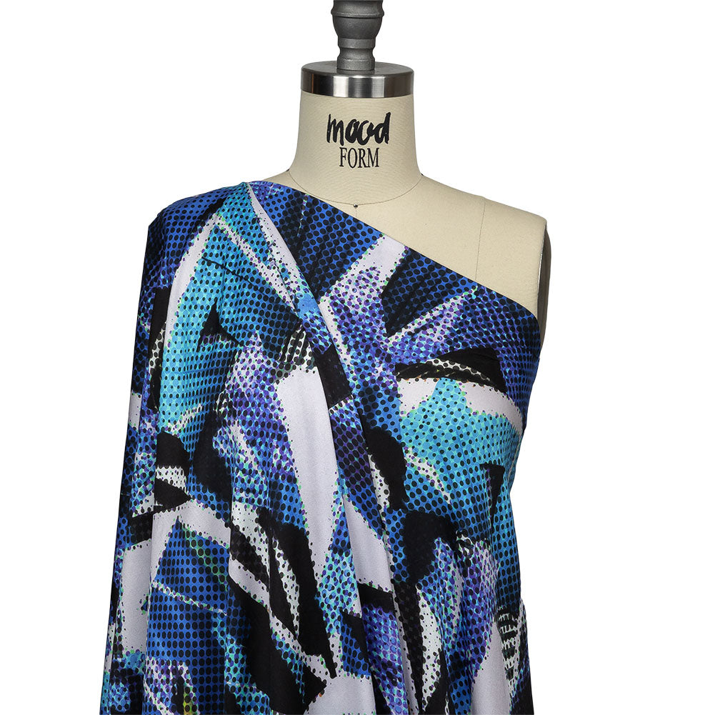 Rayon Challis - Blue Abstract - Tangled Up in Blue Print - Mood Exclusive Indigo Collection - Drape