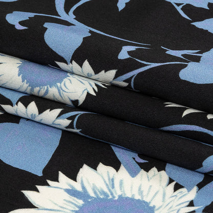 Stretch Cotton Sateen - Blue Floral - Adore You Print - Mood Exclusive Indigo Collection