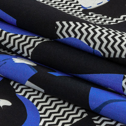 Cotton Voile - Blue and Black Talking Heads - In the Blues Print - Mood Exclusive Indigo Collection