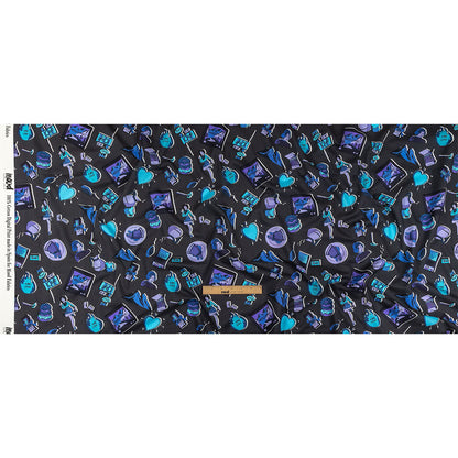 Cotton Voile - Purple and Blue Iconic Symbols - Live at Sun Studio Print - Mood Exclusive Indigo Collection