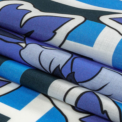 Cotton Voile - Flowers and Stripes - Stuck on Blue Print - Mood Exclusive Indigo Collection
