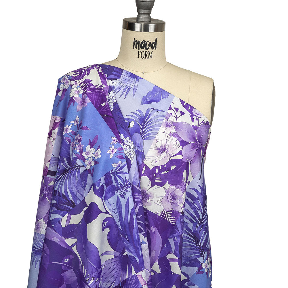 Cotton Voile - Purple Floral Patchwork - Periwinkle Patch Print - Mood Exclusive Indigo Collection - Drape