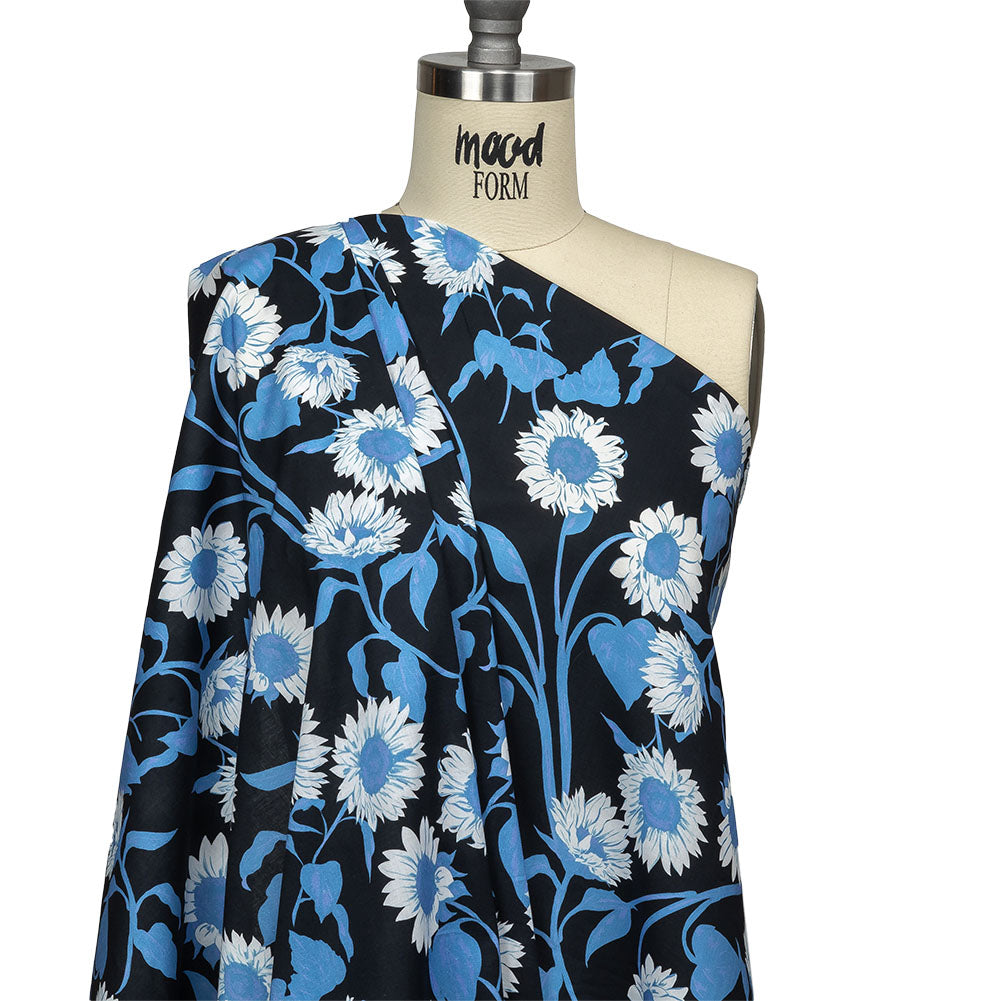 Cotton Voile - Blue Floral - Adore You Print - Mood Exclusive Indigo Collection - Drape