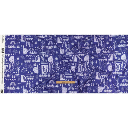 Cotton Voile - Purple Illustrative Symbols - Indigo For It Print - Mood Exclusive Indigo Collection