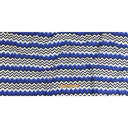 Linen and Rayon Woven - Blue and Black Zig Zags - Blues Night Print - Mood Exclusive Indigo Collection