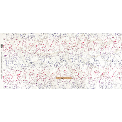 Stretch Cotton Sateen - Purple, Pink and Blue Faces and Hands - Language of Love Print - Mood Exclusive Pride Collection