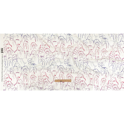 Linen and Rayon Woven - Purple, Pink and Blue Faces and Hands - Language of Love Print - Mood Exclusive Pride Collection